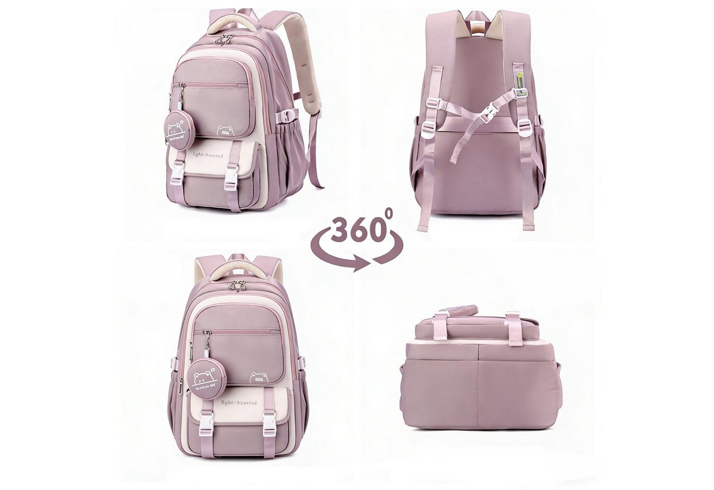 FOUORTUNATE-BEE Schulrucksack Mädchen Rucksack Schulrucksack Teenager Laptop Rucksack 15,6 Zoll, Für Schule Reisen Alltag Freizeit Uni Arbeit mit vielen Fächern – Bild 2 von 5