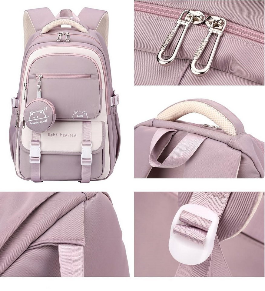 FOUORTUNATE-BEE Schulrucksack Mädchen Rucksack Schulrucksack Teenager Laptop Rucksack 15,6 Zoll, Für Schule Reisen Alltag Freizeit Uni Arbeit mit vielen Fächern – Bild 3 von 5