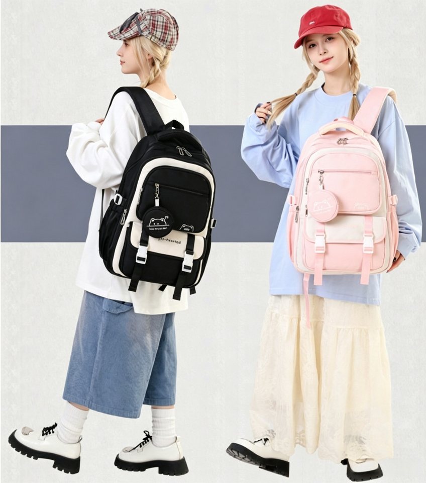 FOUORTUNATE-BEE Schulrucksack Mädchen Rucksack Schulrucksack Teenager Laptop Rucksack 15,6 Zoll, Für Schule Reisen Alltag Freizeit Uni Arbeit mit vielen Fächern – Bild 4 von 5