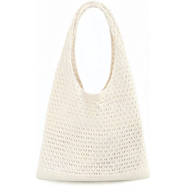FOUORTUNATE-BEE Schultertasche Boho Stricktasche – Groß, vielseitig und perfekt für den Alltag, Modische Bohemian Stricktasche für Freizeit und Alltag