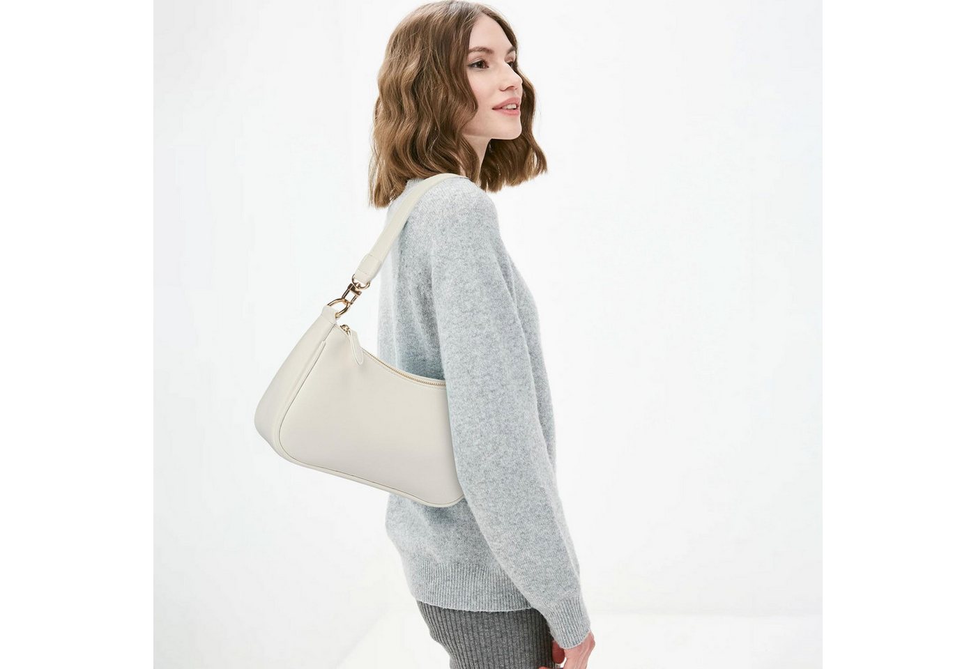 FOUORTUNATE-BEE Schultertasche Schultertasche Damen Handtasche mit abnehmbarer Kette Schulterriemen, Damen Umhängetasche als Schultertasche für Alltag, Büro und – Bild 3 von 5