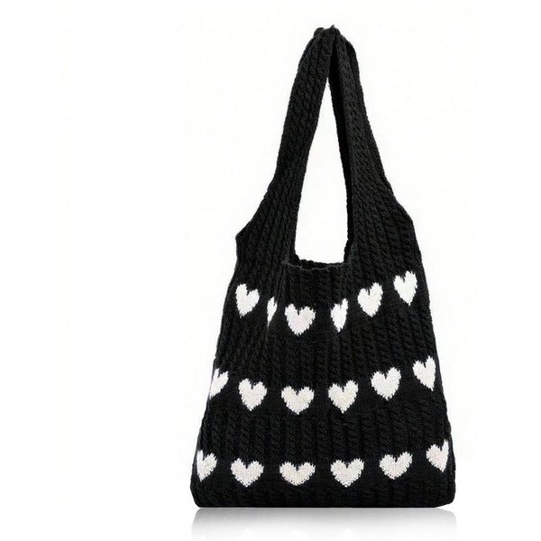 FOUORTUNATE-BEE Schultertasche Gestrickte Schultertasche Gehäkelte Tasche Damen Gestrickte Tasche (Leichte Strick-Tote Tasche Umhängetasche)