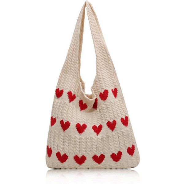 FOUORTUNATE-BEE Schultertasche Gestrickte Schultertasche Gehäkelte Tasche Damen Gestrickte Tasche (Leichte Strick-Tote Tasche Umhängetasche)