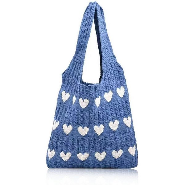 FOUORTUNATE-BEE Schultertasche Gestrickte Schultertasche Gehäkelte Tasche Damen Gestrickte Tasche (Leichte Strick-Tote Tasche Umhängetasche)