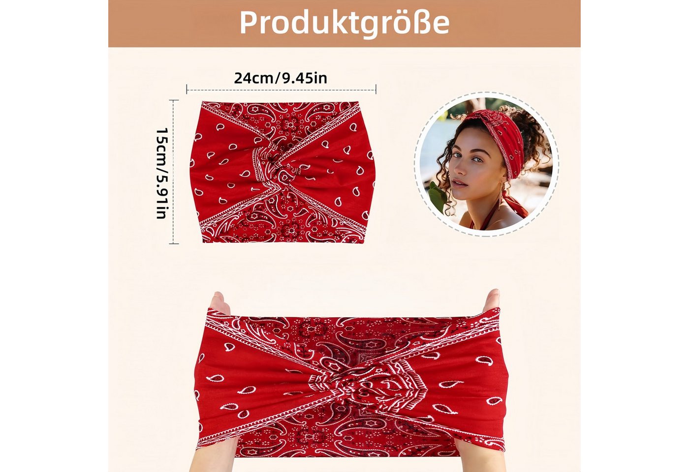 FOUORTUNATE-BEE Seidentuch 4 Boho-Haarbänder – Breite elastische Stirnbänder für Damen, (4-St), 4er-Set Boho-Stirnbänder für Yoga, Sport & Make-up – Bild 2 von 5