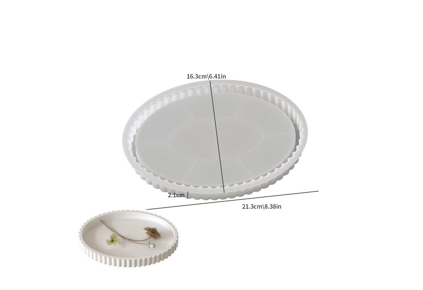 FOUORTUNATE-BEE Silikonform 2er Set Silikonformen – Wellenrand-Ovaltabletts für Gießen, (2-tlg), Silikonform für Beton, Gips und Epoxidharz – Ovaltabletts – Bild 3 von 5