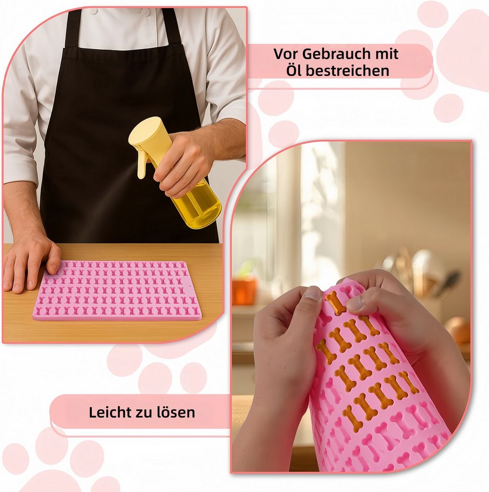 FOUORTUNATE-BEE Silikonform 3-teiliges Silikon-Backmatten-Set mit Teigschaber, (3-tlg), Backmatten für Hundesnacks, DIY-Kekse & Schokolade – Bild 3 von 5