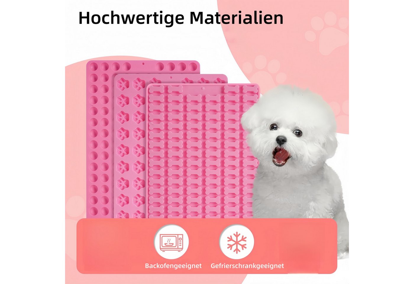 FOUORTUNATE-BEE Silikonform 3-teiliges Silikon-Backmatten-Set mit Teigschaber, (3-tlg), Backmatten für Hundesnacks, DIY-Kekse & Schokolade – Bild 4 von 5