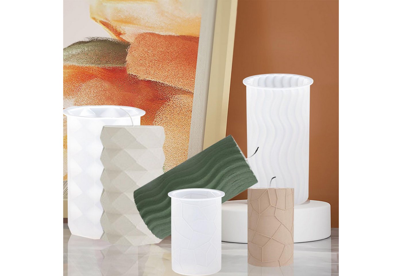 FOUORTUNATE-BEE Silikonform 4 Stück Kerzenform Silikon Kerzenformen Zum Gießen Set, (DIY Kerzen Formen Gießform für Weihnachten 4-tlg) – Bild 4 von 5
