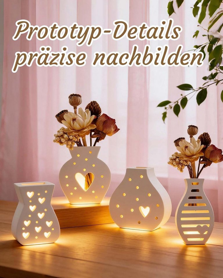 FOUORTUNATE-BEE Silikonform 4-teiliges Mini-Blumenvase Silikonform Set für DIY-Deko, Vielseitige Formen für kleine Blumentöpfe, Vasen und Dekoration – Bild 4 von 5