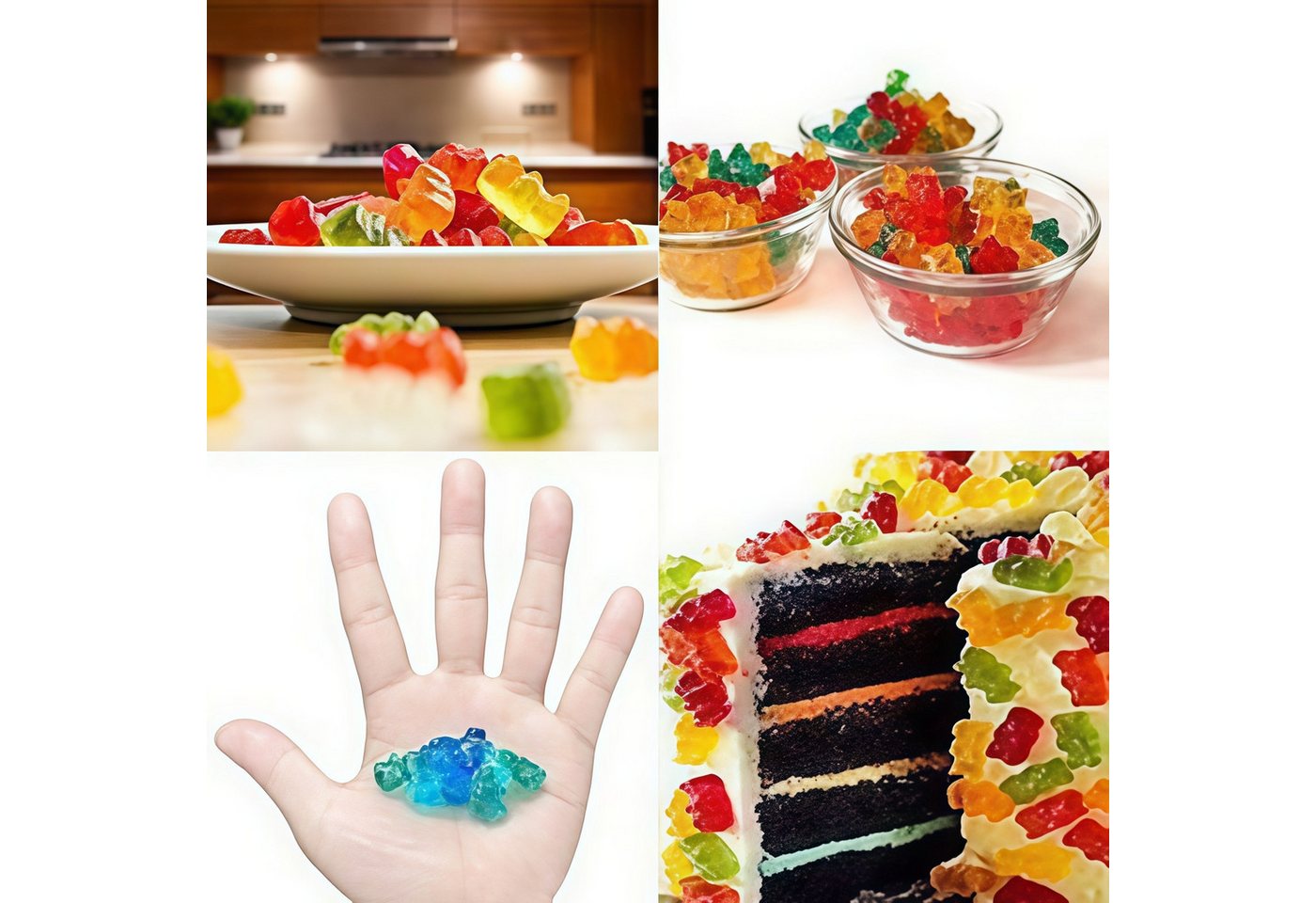 FOUORTUNATE-BEE Silikonform 4er Set Silikon-Gummibärchenform mit Tropfer für DIY Süßigkeiten, (4-tlg), Silikonformen für Schokolade, Donuts & Gummibärchen – 4 S – Bild 2 von 5