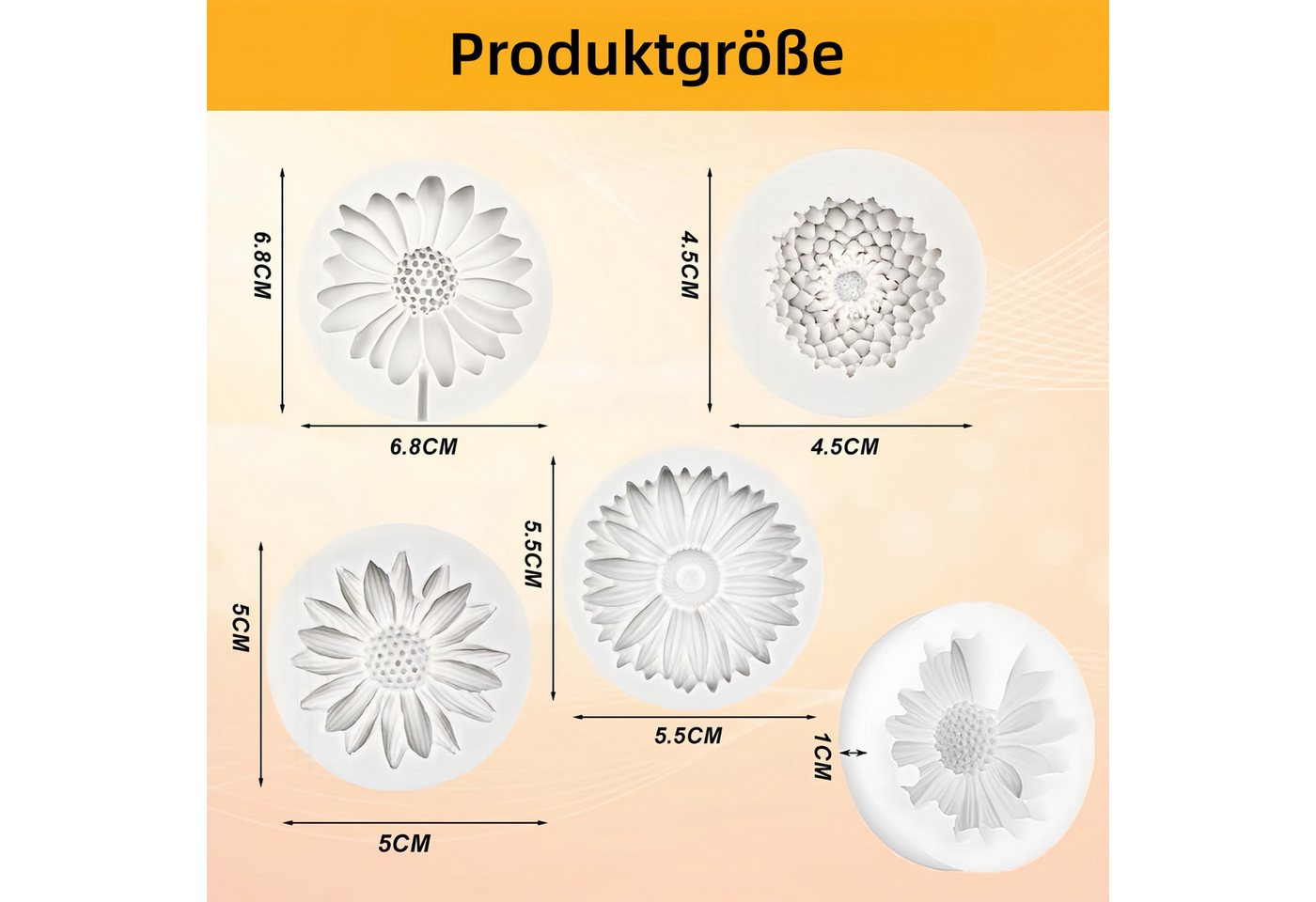 FOUORTUNATE-BEE Silikonform 4er Set Silikonformen mit Gänseblümchen für Kerzen & Seife, (4-tlg), Blumen Kerzenform Set für DIY Kerzen- und Seifenherstellung – Bild 2 von 5