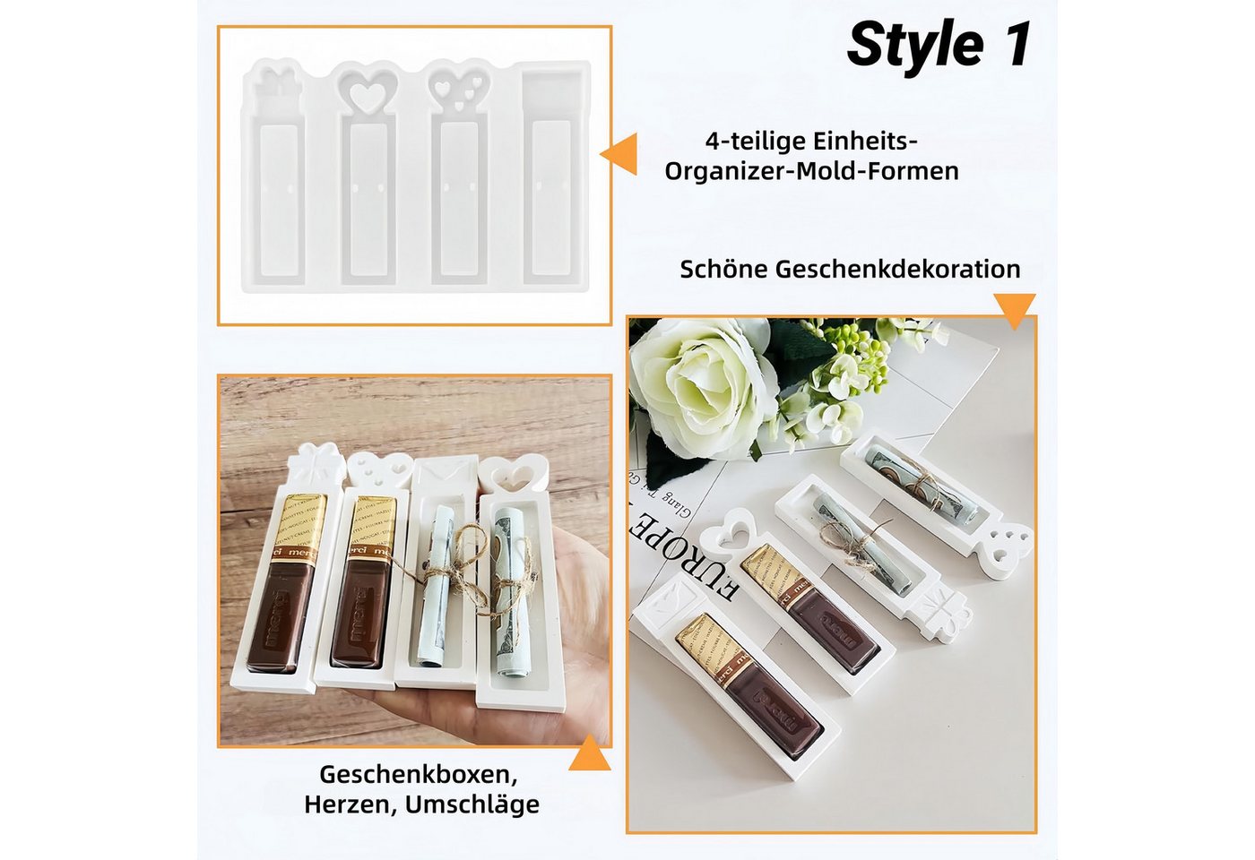 FOUORTUNATE-BEE Silikonform 8er Set Silikonformen – Geschenkbox für Lippenstift und Schokolade, Form zum Herstellen von Aufbewahrungen für Lippenstift und Süßig – Bild 3 von 5