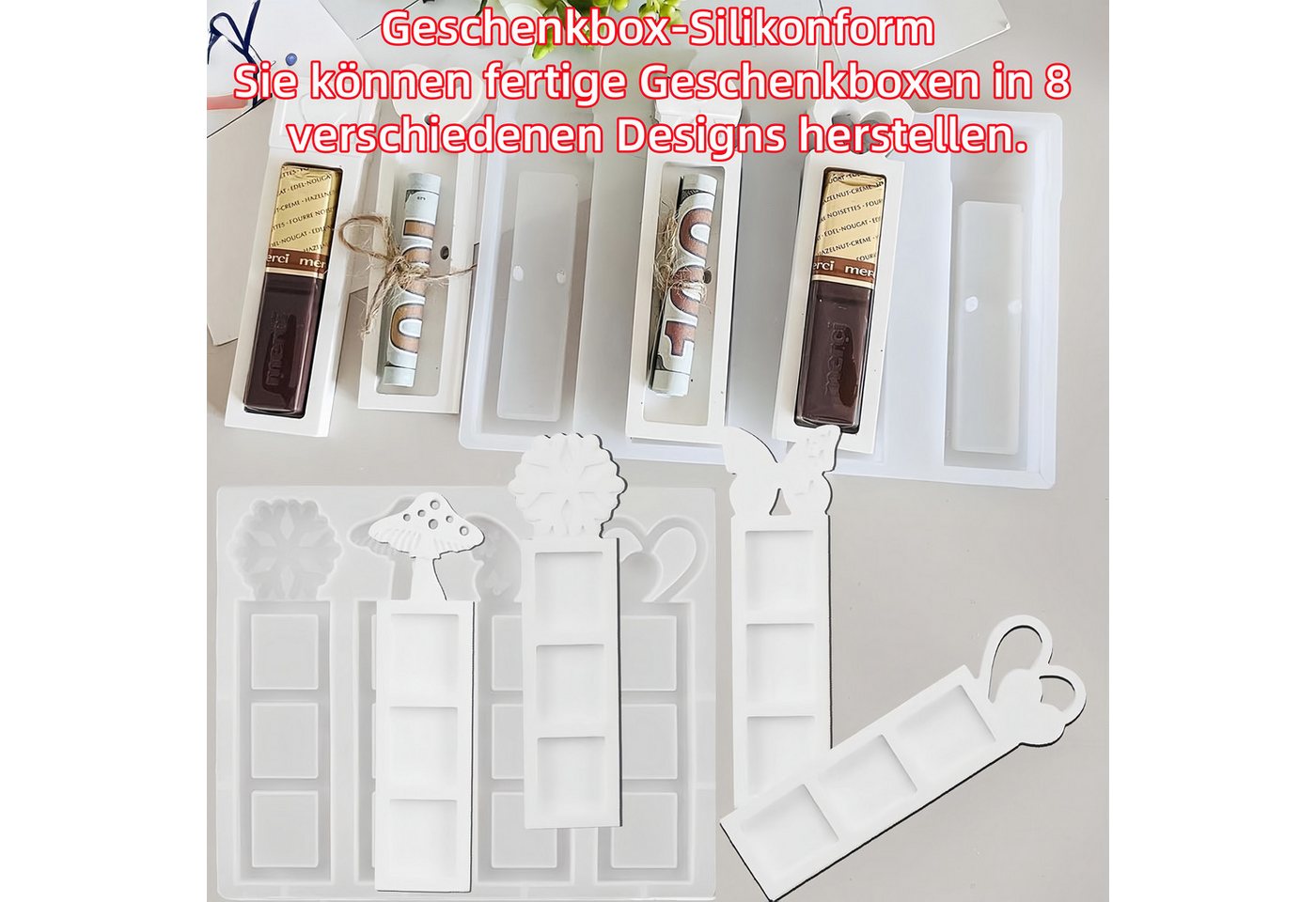 FOUORTUNATE-BEE Silikonform 8er Set Silikonformen – Geschenkbox für Lippenstift und Schokolade, Form zum Herstellen von Aufbewahrungen für Lippenstift und Süßig – Bild 5 von 5