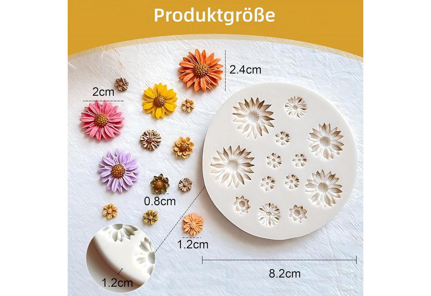 FOUORTUNATE-BEE Silikonform Gänseblümchen Silikonform für Basteln & Backen, (1-tlg), DIY Gänseblümchen Form für Kerzen, Deko & Geschenke – Bild 2 von 5
