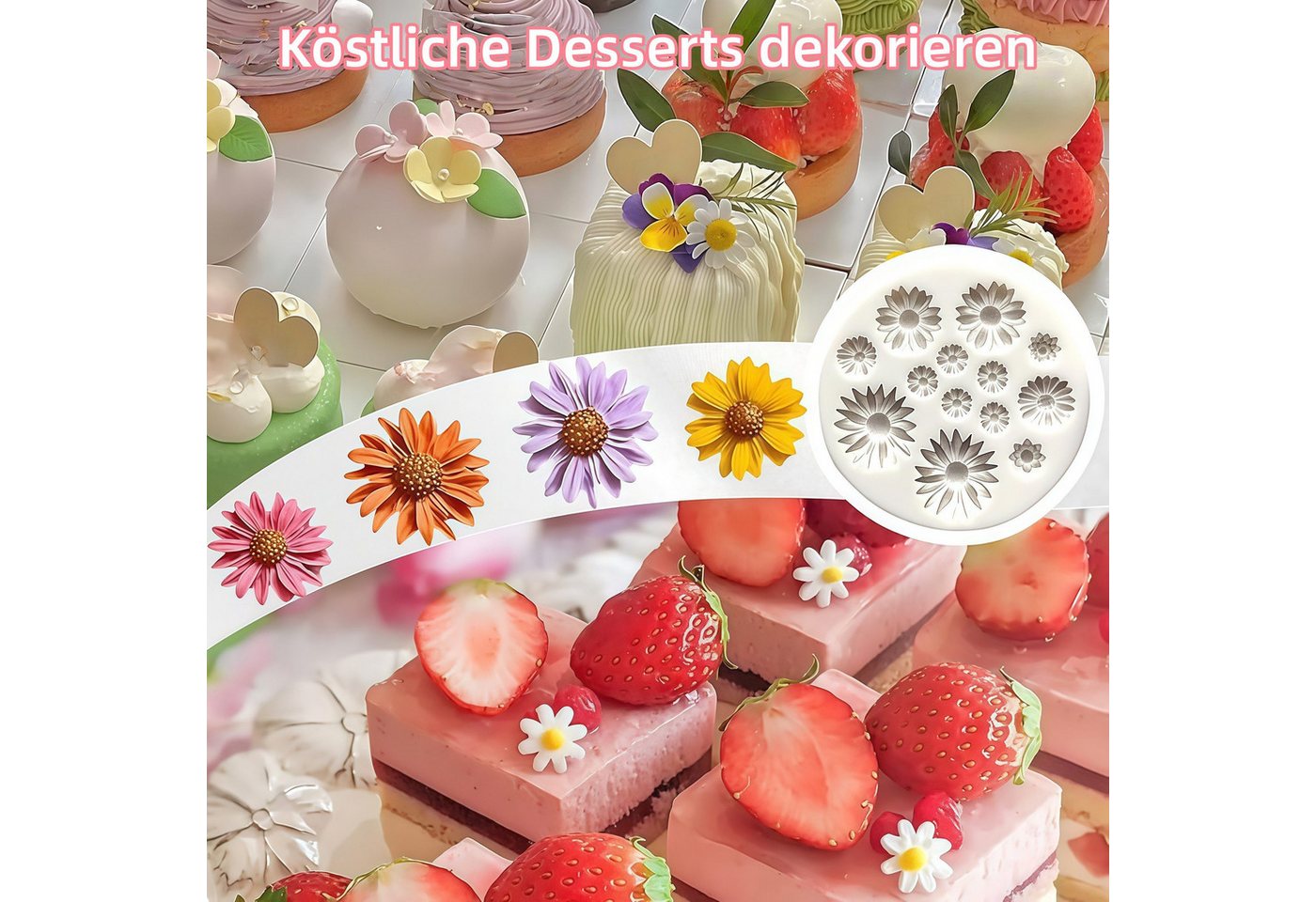 FOUORTUNATE-BEE Silikonform Gänseblümchen Silikonform für Basteln & Backen, (1-tlg), DIY Gänseblümchen Form für Kerzen, Deko & Geschenke – Bild 4 von 5