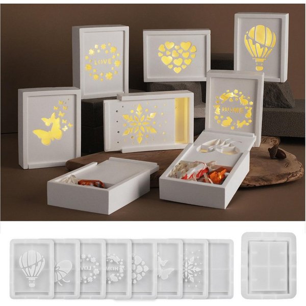 FOUORTUNATE-BEE Silikonform Geschenkbox Silikonformen Gießformen Weihnachten, (Geschenkbox Silikonform Gießform Gips Zum Gießen Silikonform Weihnachten 9-tlg)