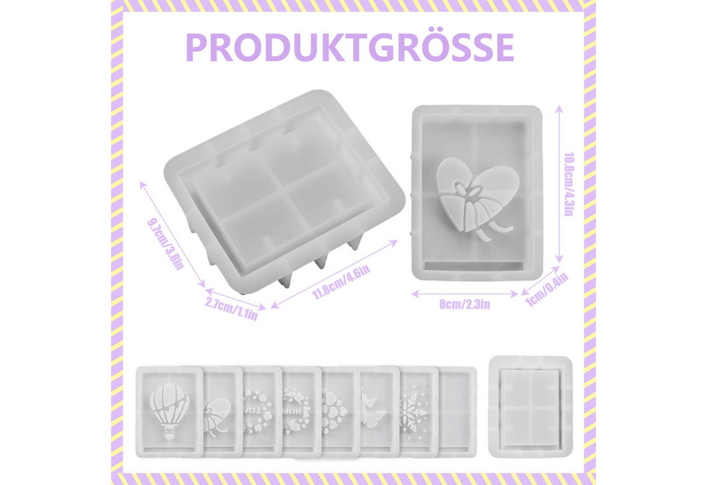 FOUORTUNATE-BEE Silikonform Geschenkbox Silikonformen Gießformen Weihnachten, (Geschenkbox Silikonform Gießform Gips Zum Gießen Silikonform Weihnachten 9-tlg) – Bild 2 von 5