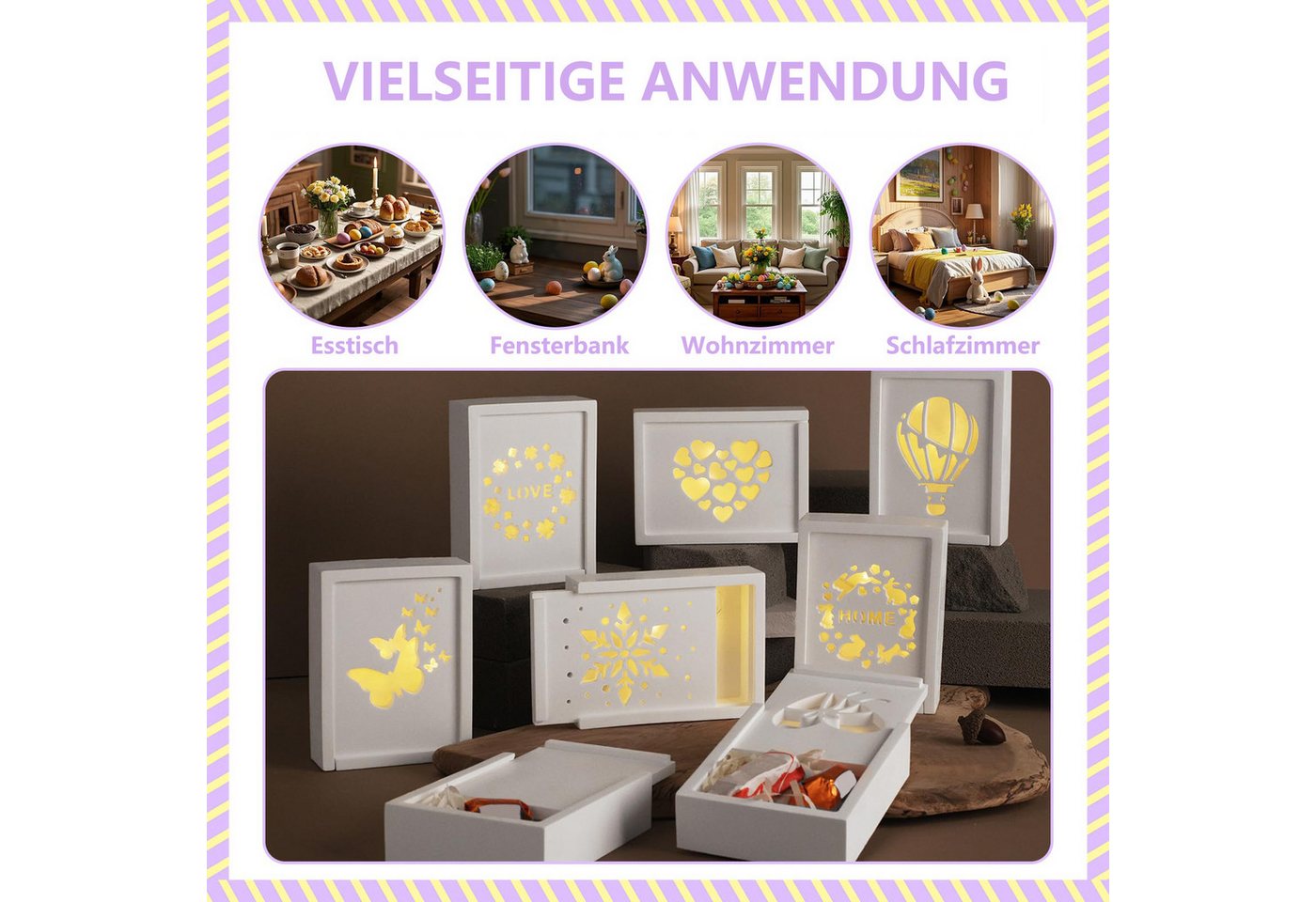 FOUORTUNATE-BEE Silikonform Geschenkbox Silikonformen Gießformen Weihnachten, (Geschenkbox Silikonform Gießform Gips Zum Gießen Silikonform Weihnachten 9-tlg) – Bild 3 von 5