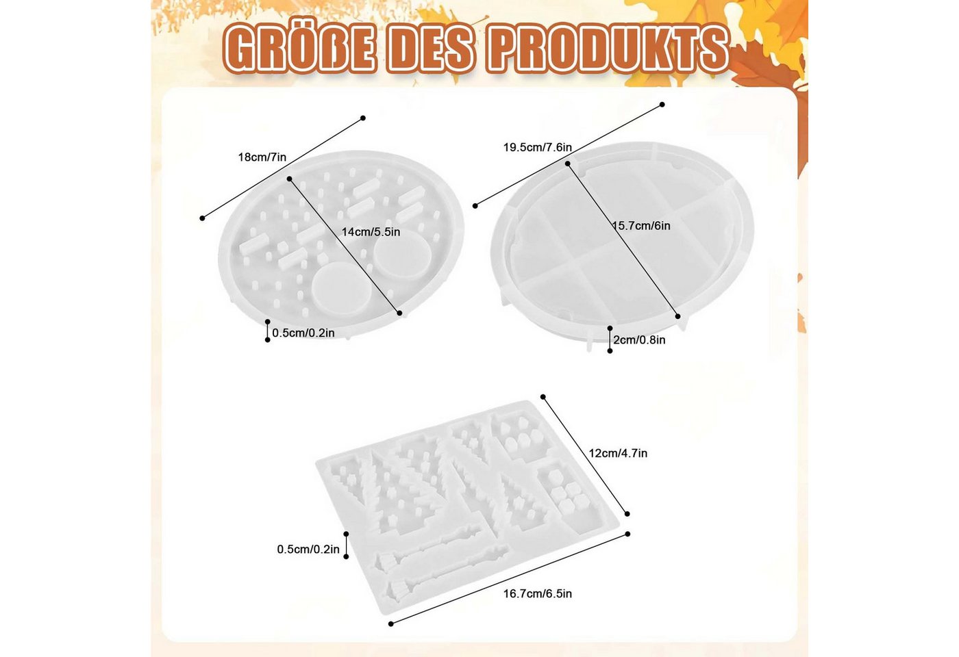 FOUORTUNATE-BEE Silikonform Silicone Moulds Casting Moulds Christmas Houses Pack of 3, (3-tlg), Silicone Mould House for Candle Holders, Tree Casting Moulds – Bild 2 von 5