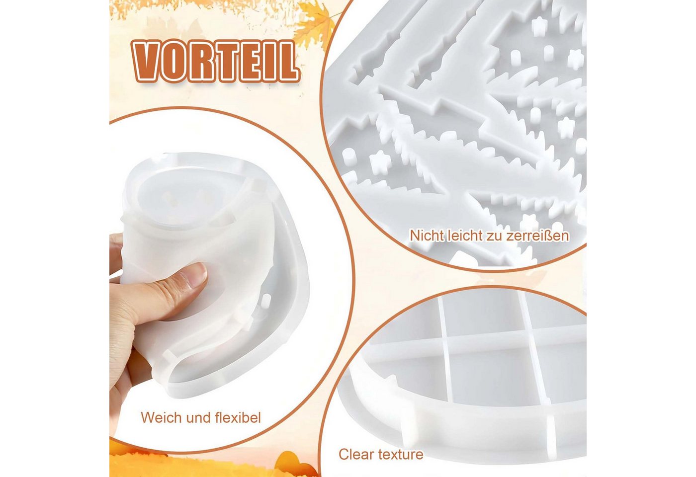 FOUORTUNATE-BEE Silikonform Silicone Moulds Casting Moulds Christmas Houses Pack of 3, (3-tlg), Silicone Mould House for Candle Holders, Tree Casting Moulds – Bild 3 von 5