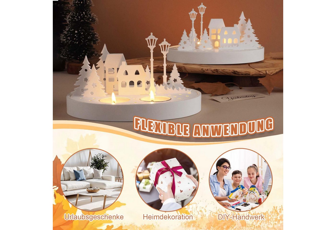 FOUORTUNATE-BEE Silikonform Silicone Moulds Casting Moulds Christmas Houses Pack of 3, (3-tlg), Silicone Mould House for Candle Holders, Tree Casting Moulds – Bild 4 von 5