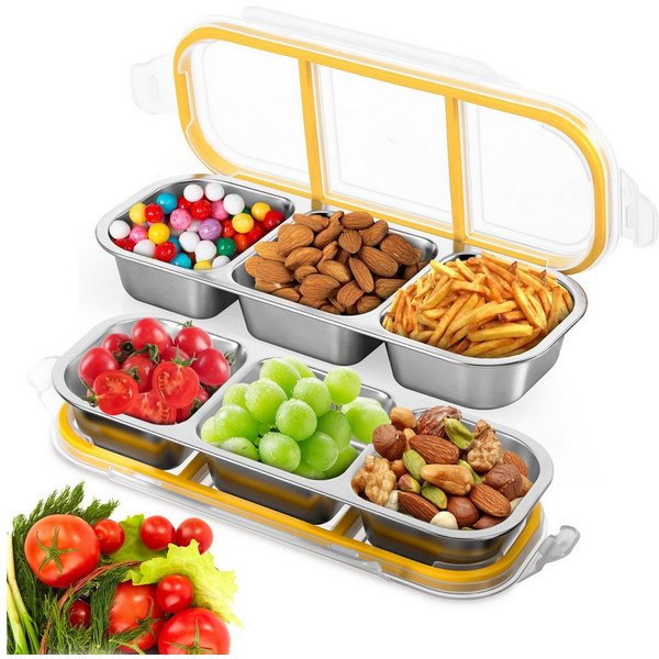 FOUORTUNATE-BEE Snackschale Snackbox mit Fächern Edelstahl, Leckdichte Snackdose, (mit Fächern Spülmaschinenfest, Meal Prep Boxen, Bento Box Edelstahl, 2-tlg), 