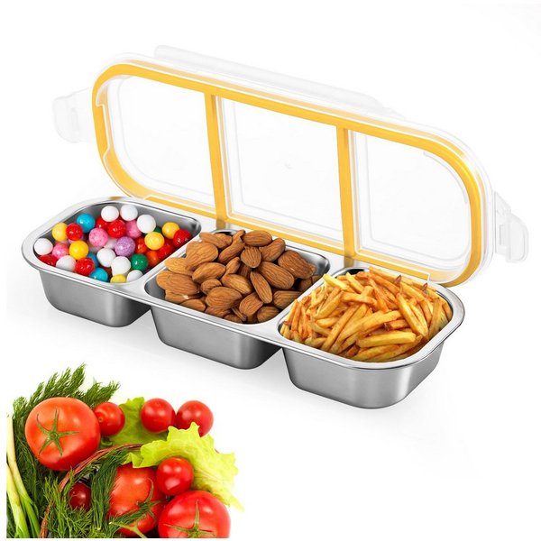FOUORTUNATE-BEE Snackschale Snackbox mit Fächern Edelstahl, Leckdichte Snackdose, (mit Fächern Spülmaschinenfest, Meal Prep Boxen, Bento Box Edelstahl, 1-tlg), 