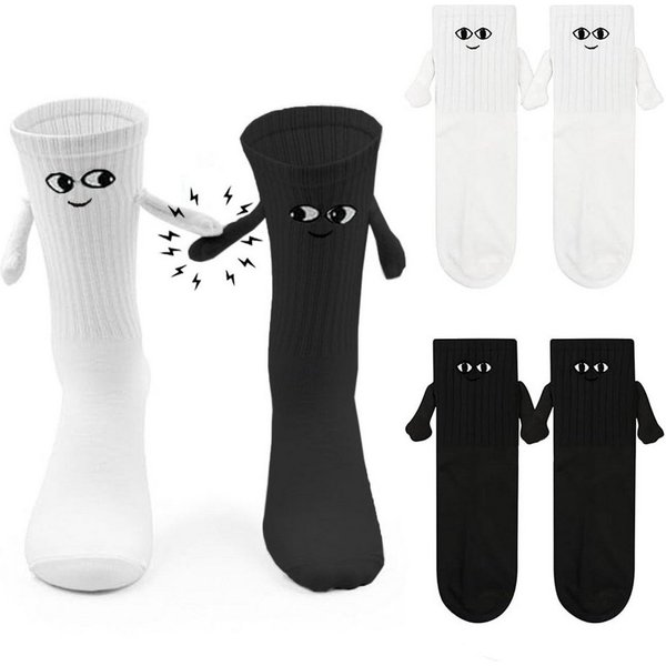 FOUORTUNATE-BEE Socken Magnetische Socken Set 2 Paar mit Händen, Größe 36–43 Hand-in-Hand Socken mit Magnet – Geschenk für Paare & Freunde