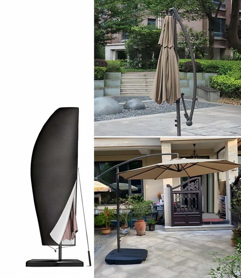 FOUORTUNATE-BEE Sonnenschirm-Schutzhülle Ampelschirm Schutzhülle 420D Sonnenschirm Abdeckung 2-4m, Schirmhülle mit Stab für Garten Balkon Terrasse Sonnenschutz – Bild 3 von 5