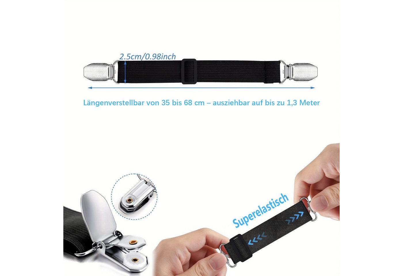 FOUORTUNATE-BEE Spannbettlaken Bettlaken Spanner verstellbare Bettlakenspanner, (4 Stück), Betttuchspanner Lakenspanner dehnbar Spanngummi bis 130cm – Bild 2 von 5