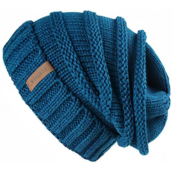 FOUORTUNATE-BEE Strickmütze Damen Wintermütze, weiche Strickmütze, locker & vielseitig tragbar (Breite Strick-Wintermütze Damen, modische, warme Mütze für Winte
