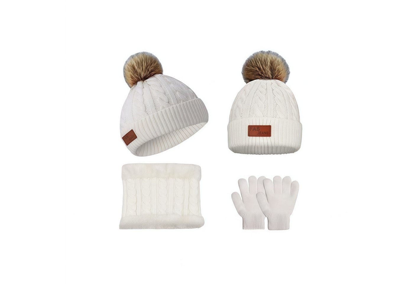 FOUORTUNATE-BEE Strickmütze Kinder-Winterset: Mütze, Schal und Handschuhe für 3–8 Jahre – Bild 2 von 5