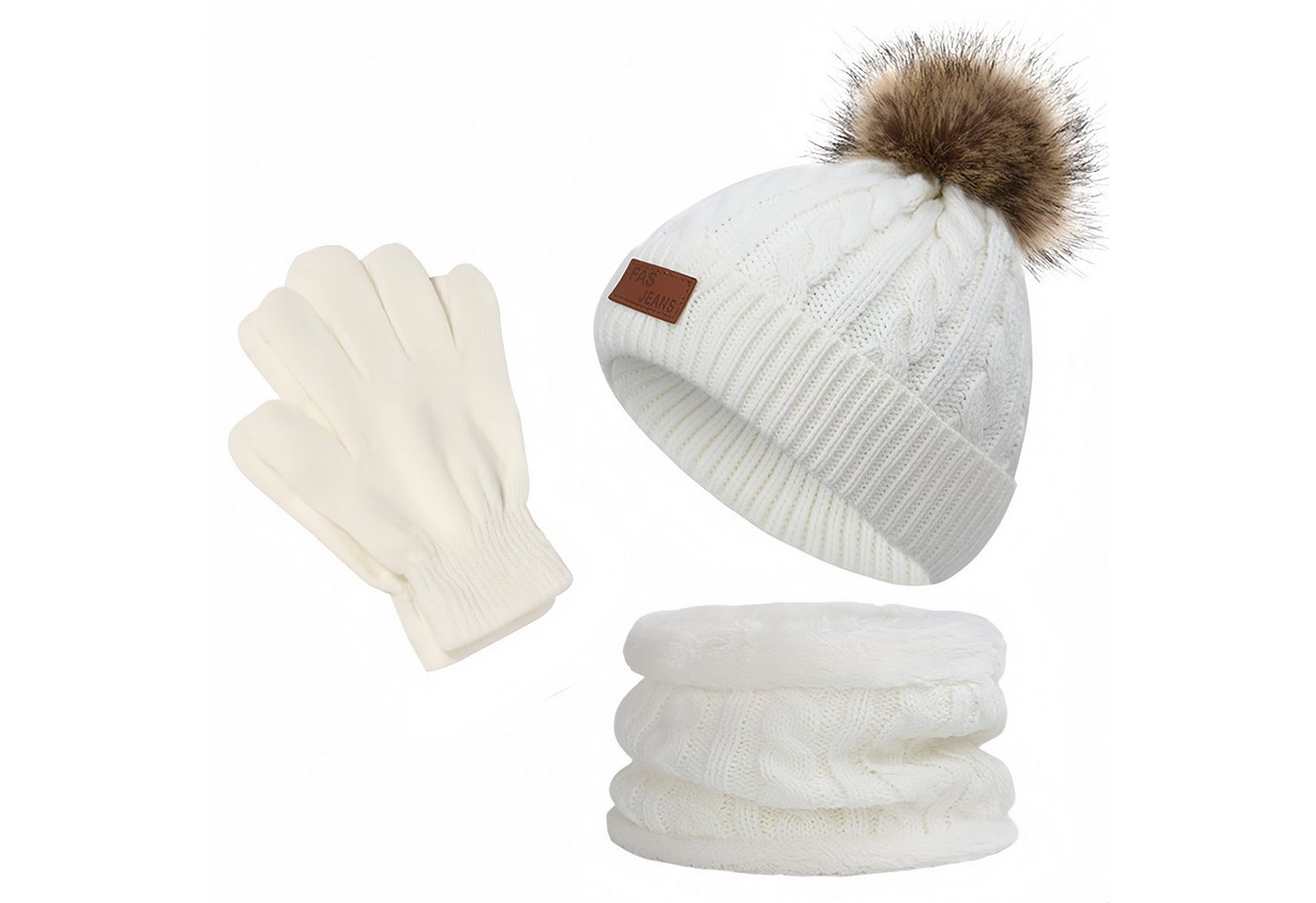 FOUORTUNATE-BEE Strickmütze Kinder-Winterset: Mütze, Schal und Handschuhe für 3–8 Jahre – Bild 4 von 5