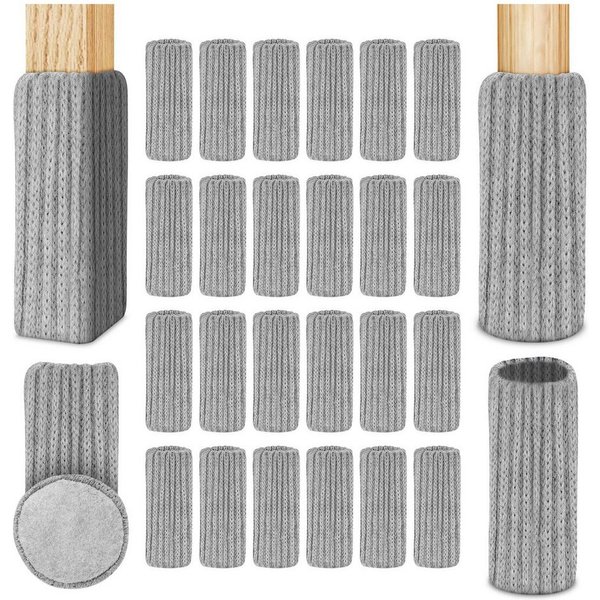 FOUORTUNATE-BEE Stuhlhusse 24 Stück Elastisch Möbelsocken Gestrickte Filz Stuhlbeinkappen, Dicke Unterseite, Antirutsch Pads für Möbel, Tisch, Bodenschutz