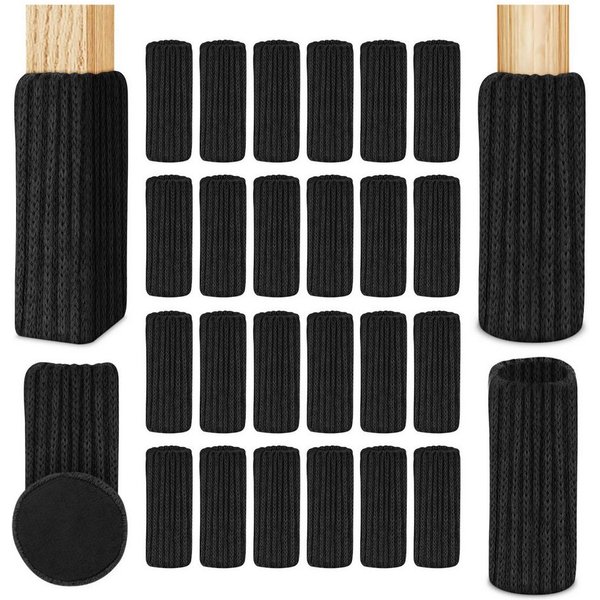 FOUORTUNATE-BEE Stuhlhusse 24 Stück Elastisch Möbelsocken Gestrickte Filz Stuhlbeinkappen, Dicke Unterseite, Antirutsch Pads für Möbel, Tisch, Bodenschutz