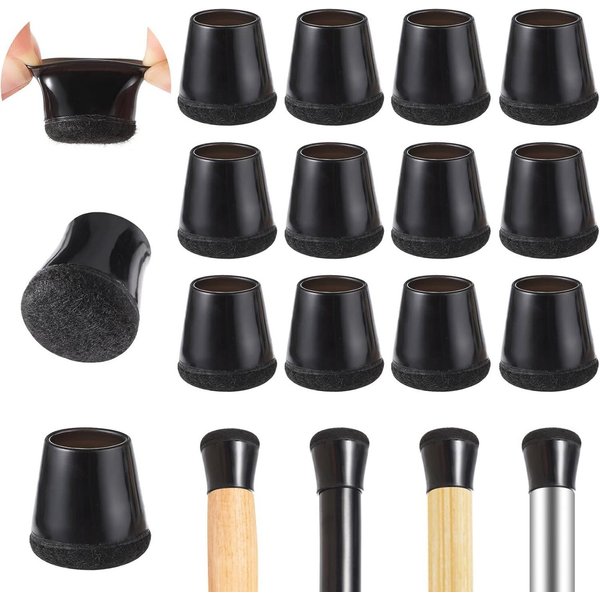 FOUORTUNATE-BEE Stuhlhusse Stuhlbeinkappen, Stuhlbeinschoner mit Filz, Schwarzes Silikon, runde Schwarze Bodenschutz für Hartholzböden, Fliesenböden
