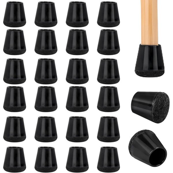 FOUORTUNATE-BEE Stuhlhusse Stuhlbeinkappen, Stuhlbeinschoner mit Filz, Schwarzes Silikon, runde Schwarze Bodenschutz für Hartholzböden, Fliesenböden