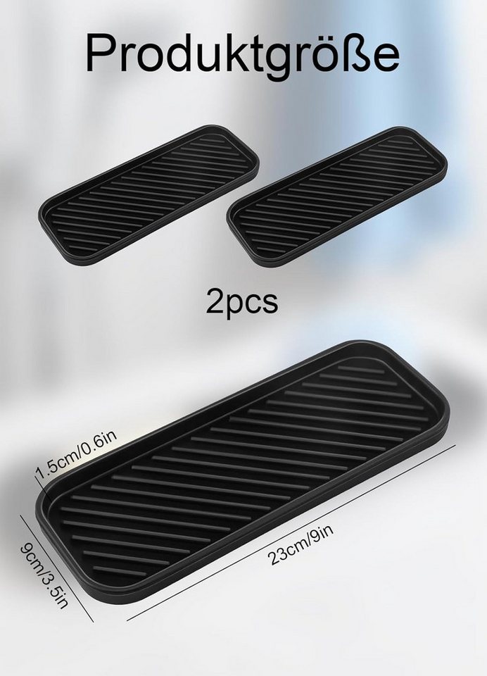 FOUORTUNATE-BEE Tablett 2er Set Silikon Spülbecken Organizer für Schwamm & Seife, (2-tlg), Silikon Abtropfhalter für Spüle, passend für Bürsten & Spülmittel – Bild 2 von 5