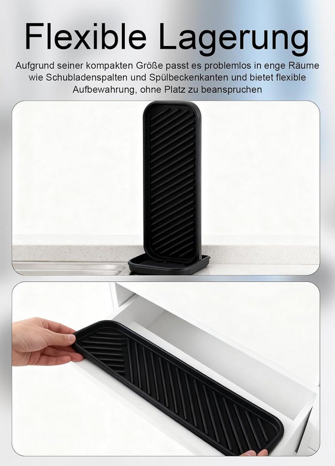 FOUORTUNATE-BEE Tablett 2er Set Silikon Spülbecken Organizer für Schwamm & Seife, (2-tlg), Silikon Abtropfhalter für Spüle, passend für Bürsten & Spülmittel – Bild 4 von 5