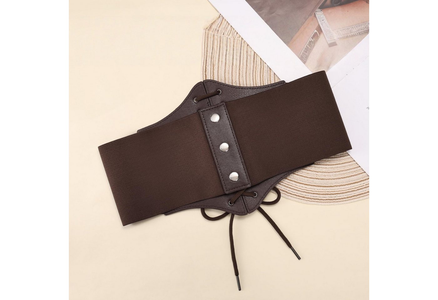 FOUORTUNATE-BEE Taillengürtel Damen Taillengürtel breit elastisch für Kleid Stretch Bund Breiter Stretchgürtel mit Verschluss für Taille & Brustbereich – Bild 5 von 5