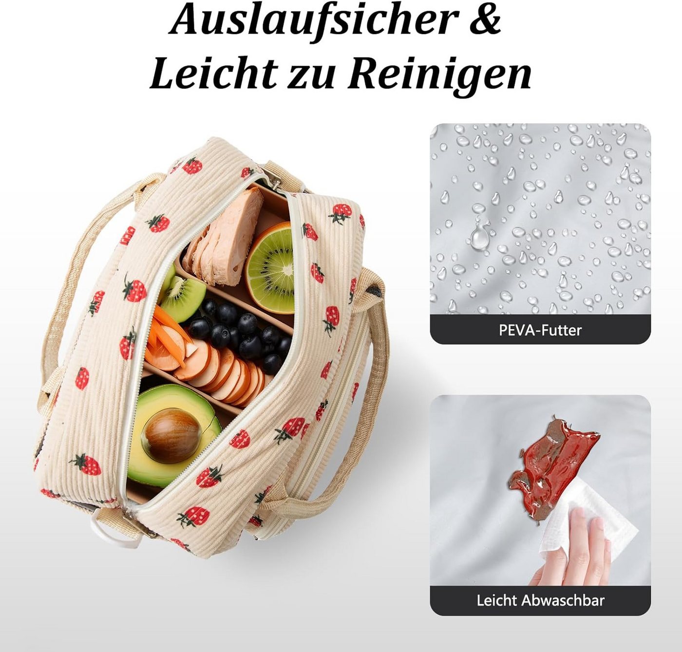 FOUORTUNATE-BEE Thermobehälter Isolierte Kühltasche mit Schultergurt, faltbar für Alltag & Picknick, Mini Kühlbox faltbar für Damen & Herren, ideal für Arbeit & – Bild 5 von 5