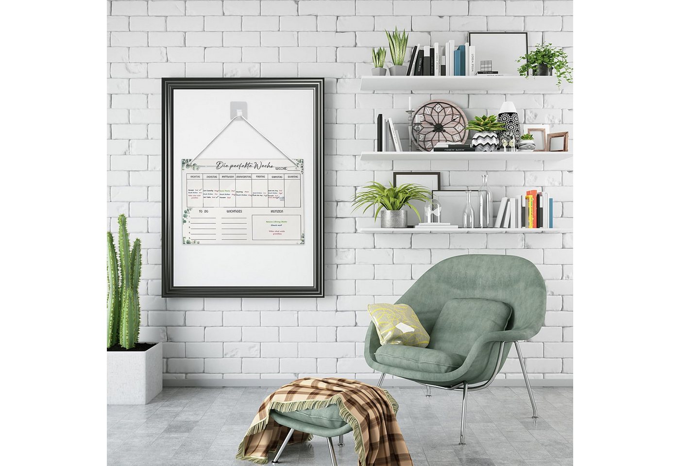 FOUORTUNATE-BEE Tischkalender Wochenplaner Abwischbar Wochenplaner aus Acrylglas, für Haushaltsplan 30 x 20CM Memoboard mit 6 Whiteboard-Stift – Bild 5 von 5