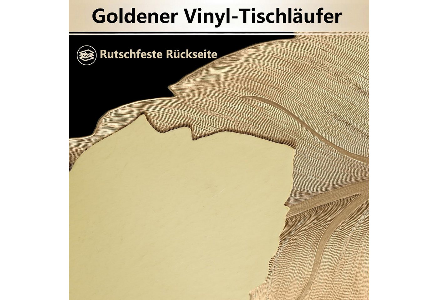 FOUORTUNATE-BEE Tischläufer Blattmuster Tischläufer Hitzebeständig Vinyl Tischdeko (für Hochzeit, Dinner-Party, Festtafel) – Bild 2 von 5