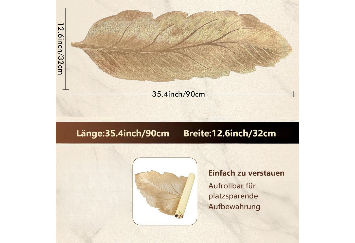 FOUORTUNATE-BEE Tischläufer Blattmuster Tischläufer Hitzebeständig Vinyl Tischdeko (für Hochzeit, Dinner-Party, Festtafel) – Bild 4 von 5