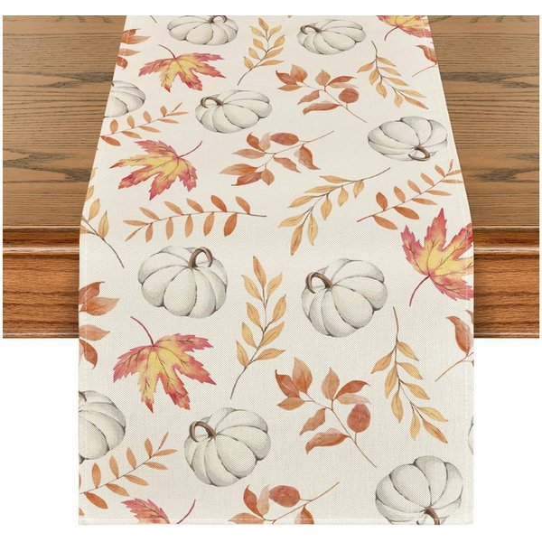 FOUORTUNATE-BEE Tischläufer Herbst Tischläufer 33×183cm mit Kürbissen und Ahornblättern (Tischdeko für Wohnzimmer, Zuhause, Feiertage und Partys)