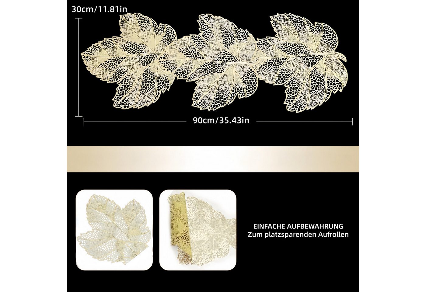 FOUORTUNATE-BEE Tischläufer Tischläufer mit Ahornblatt-Design, abwischbar & hitzebeständig, Ahornblatt-Tischläufer für Hochzeit, Feste und Herbstdeko – Bild 2 von 5