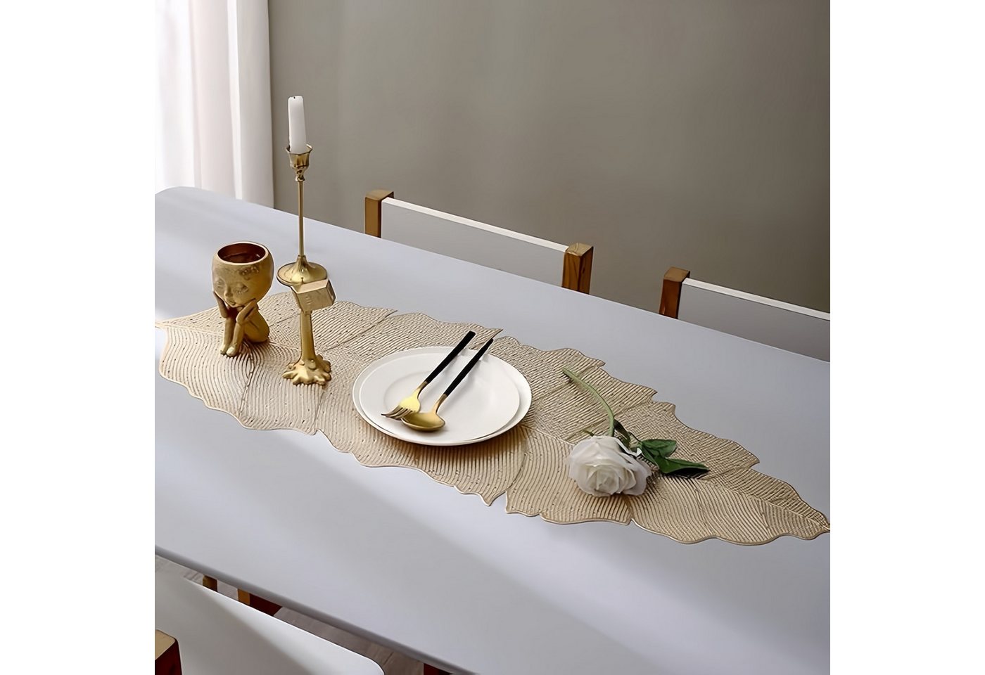 FOUORTUNATE-BEE Tischläufer Tischläufer mit Bananenblatt-Design, abwischbar & hitzebeständig, Bananenblatt-Tischläufer für Hochzeit, Feste und Dekoration – Bild 2 von 5