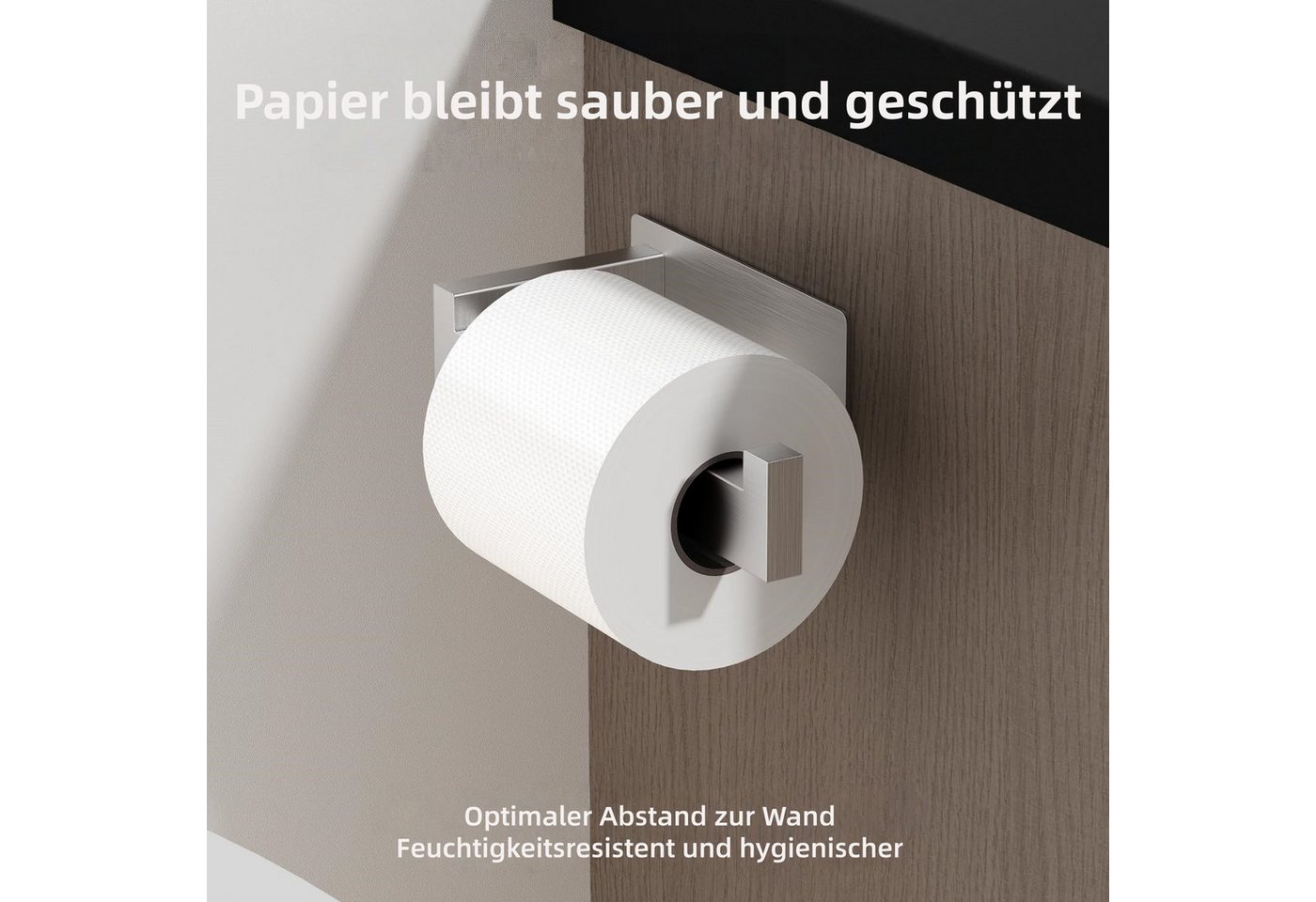 FOUORTUNATE-BEE Toilettenpapierhalter Selbstklebender Edelstahl-Toilettenpapierhalter ohne Bohren, Robuster, bohrfreier WC-Papierhalter mit starker Haftung – Bild 4 von 5