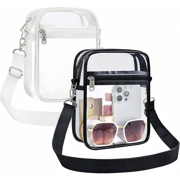 FOUORTUNATE-BEE Umhängetasche 2er Set Transparente Umhängetaschen mit Schultergurt (2-tlg), Kleine PVC-Taschen für Alltag, Reisen und Events